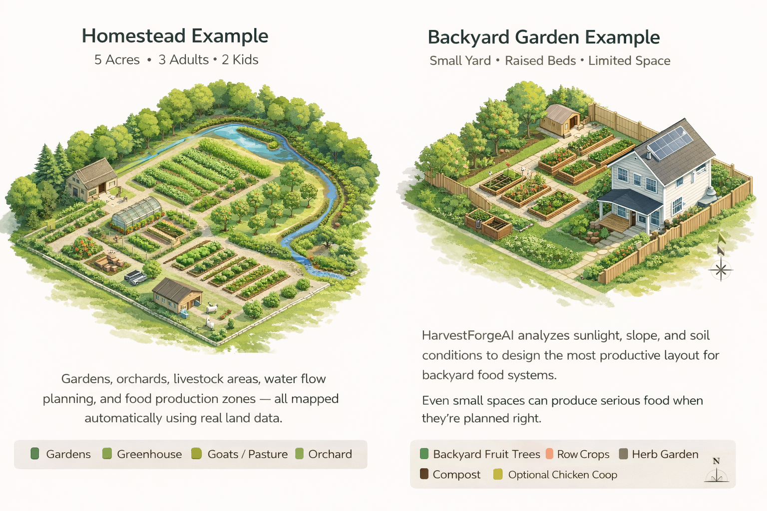 Homestead and backyard garden designs